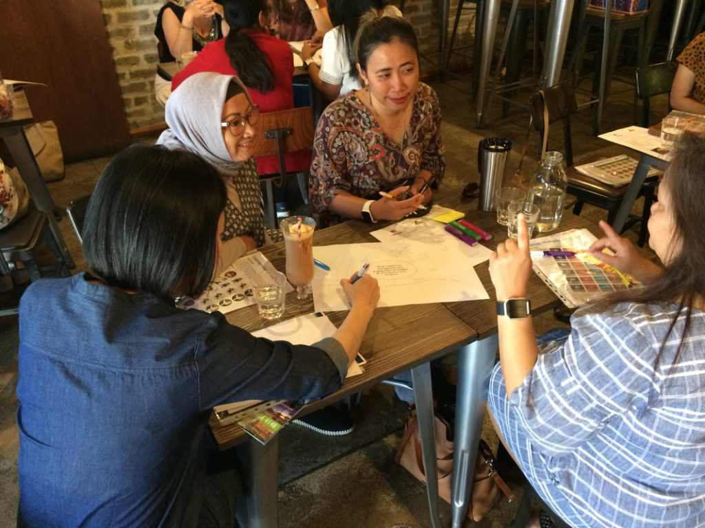 Teachers collaborating at a workshop table