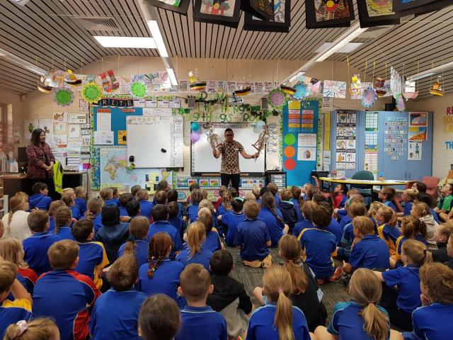 Language learning session in a classroom